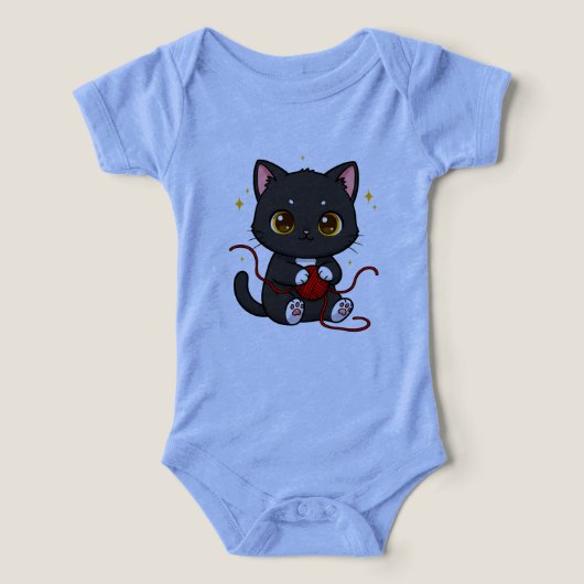 Speelse Zwarte Kat Chibi-ontwerp (Design voorkant)