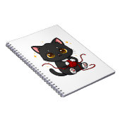 Speelse Zwarte Kat Chibi Ontwerp Notitieboek (Rechterzijde)