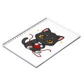 Speelse Zwarte Kat Chibi Ontwerp Notitieboek (Linkerzijde)