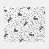 Speelse Zwarte Kat en Draadbal Patroon Fleece Deken (Voorkant (Horizontaal))
