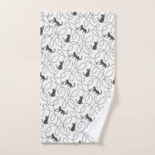 Speelse Zwarte Kat en Garentbal Patroon Bad Handdoek (Handdoek)