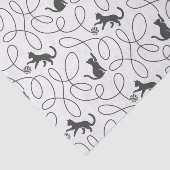 Speelse Zwarte Kat en Garentol Patroon Tissuepapier (Detail)