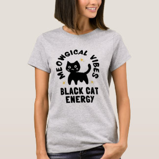 Speelse Zwarte Kat Energie, Fonkelend Katachtig on T-shirt
