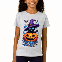 Speelse zwarte kat in heksenhoed