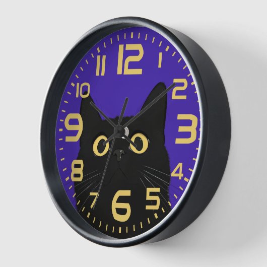 Speelse Zwarte Kat Klok Gezicht Design (Hoek)