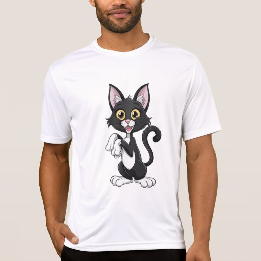 Speelse Zwarte Kat met Heldere Gele Ogen T-shirt (Voorkant)