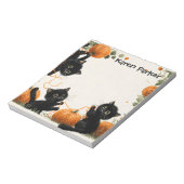Speelse Zwarte Kat met Pompoen-Geïnspireerd Sinaas Notitieblok (Linkerzijde)