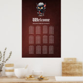 Speelse zwarte kat op rode fiets poster (Keuken)