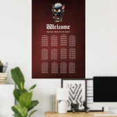 Speelse zwarte kat op rode fiets poster (Thuiskantoor)