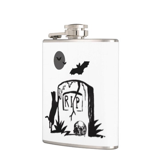 Speelse zwarte kattenkolf heupfles (Links)