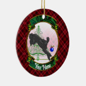 Speelse zwarte kerst poedel keramisch ornament (Rechts)