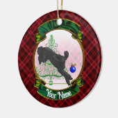 Speelse zwarte kerst poedel keramisch ornament (Links)
