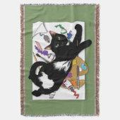 Speelse Zwarte Kunstenaar Kat Schilderen Humor Gro Deken (Voorkant Verticaal)