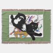 Speelse Zwarte Kunstenaar Kat Schilderen Humor Gro Deken (Voorkant)