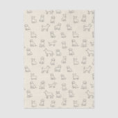 Speelse Zwarte & Witte Met de Hand Getekende Hond  Tissuepapier (Voorkant)