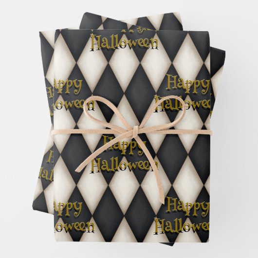 Speelse zwevende tekst Gothic Harlequin Inpakpapier Vel (In situ)