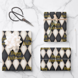 Speelse zwevende tekst Gothic Harlequin Inpakpapier Vel
