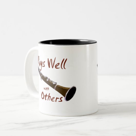 Speelt goed met anderen Clarinet Tweekleurige Koffiemok (Voorkant links)