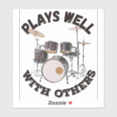 Speelt goed met anderen - drums sticker (Vel)