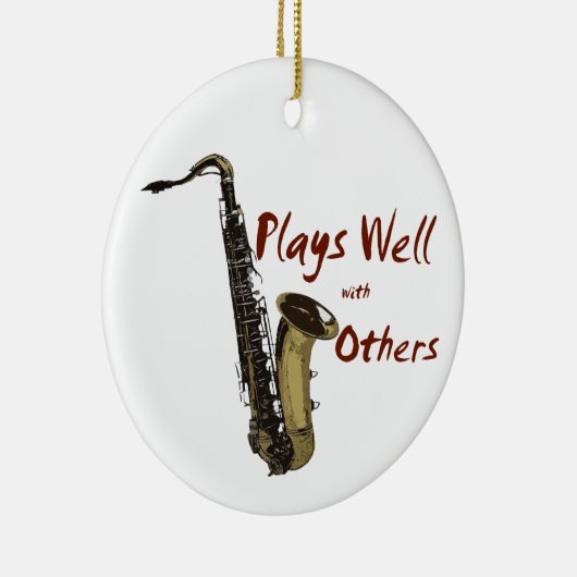 Speelt goed met anderen Saxofoon Keramisch Ornament (Rechts)