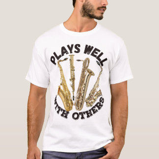 Speelt goed met anderen - saxofoon t-shirt