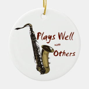 Speelt goed met anderen Saxophone Keramisch Ornament