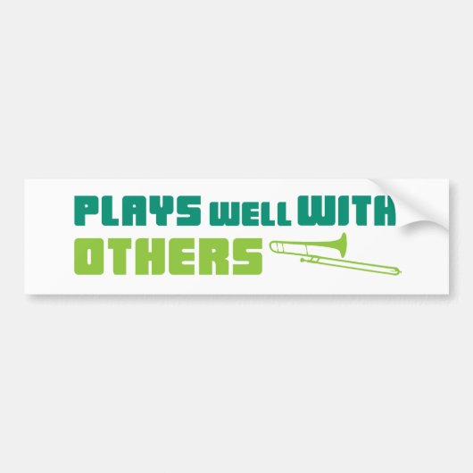 Speelt goed met anderen - Trombone Bumpersticker (Voorkant)