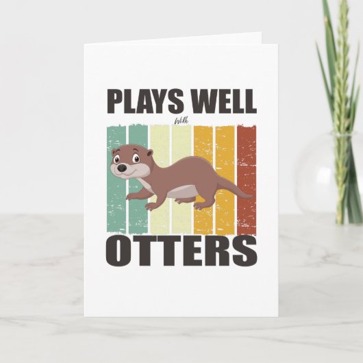 Speelt Goed Met Otters Grappige Vintage Kaart (Voorkant)