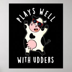 Speelt goed met Udders Funny Koe Pun Dark BG Poster