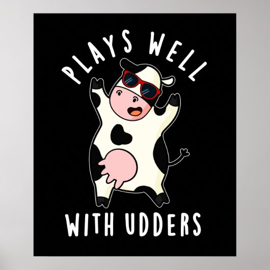 Speelt goed met Udders Funny Koe Pun Dark BG Poster (Voorkant)