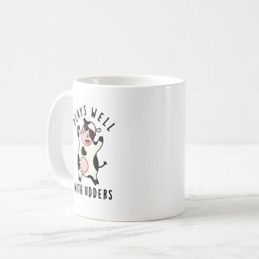 Speelt goed met Udders Funny Koe Pun Koffiemok (Voorkant links)