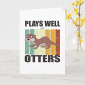 Speelt leuk met otters grappige vintage kaart (Gele Bloem)