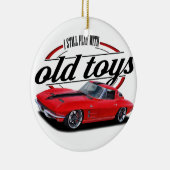 Speelt nog steeds met corvettes keramisch ornament (Rechts)