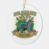 Speelt nog steeds met groene trekkers keramisch ornament (Links)