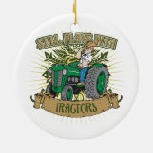 Speelt nog steeds met groene trekkers keramisch ornament (Achterkant)