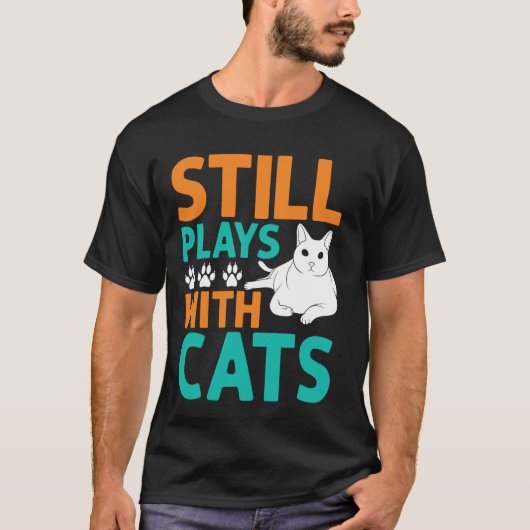 Speelt nog steeds met katten Opa T-shirt (Voorkant)