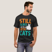 Speelt nog steeds met katten Opa T-shirt (Voorkant volledig)