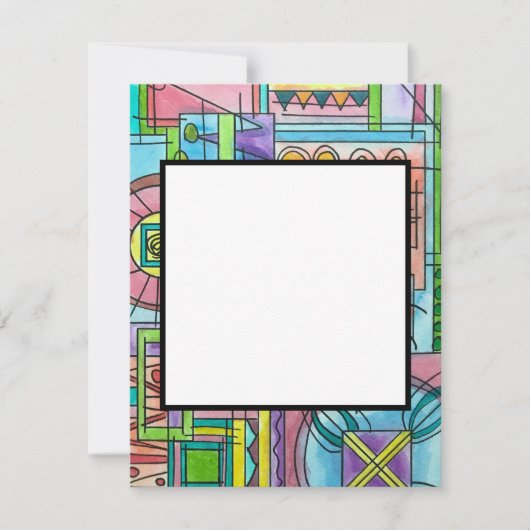 Speeltijd-Hand geschilderde grillige Waterverf kun Notitiekaartje (Voorkant)