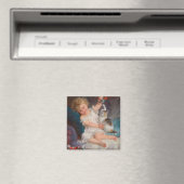 Speeltijd: meisje dat met haar huisdierkitten spee magneet (Insitu (Vaatwasser))