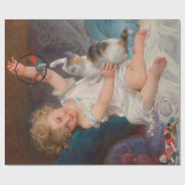 Speeltijd: Meisje speelt met haar dichter Kitten Cadeaupapier