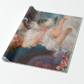 Speeltijd: Meisje speelt met haar dichter Kitten Cadeaupapier (Uitgerold)