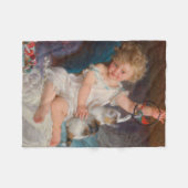 Speeltijd: Meisje speelt met haar dichter Kitten Fleece Deken (Voorkant (Horizontaal))