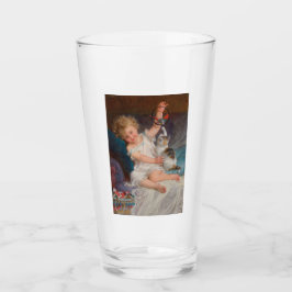 Speeltijd: Meisje speelt met haar dichter Kitten Glas