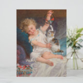 Speeltijd: Meisje speelt met haar dichter Kitten Kaart (Staand voorkant)