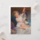 Speeltijd: Meisje speelt met haar dichter Kitten Kaart (Voorkant / Achterkant in situ)