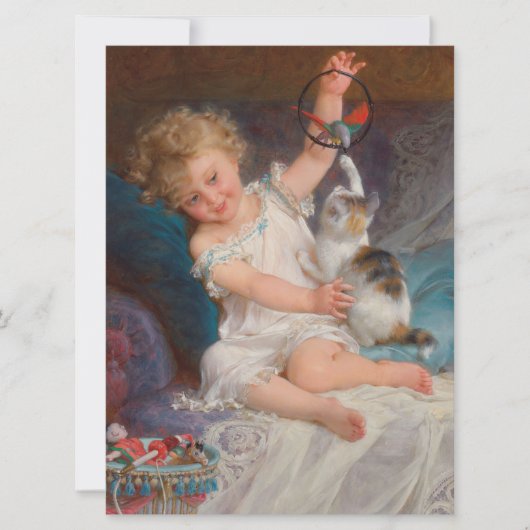 Speeltijd: Meisje speelt met haar dichter Kitten Kaart (Voorkant)