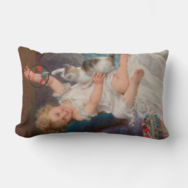 Speeltijd: Meisje speelt met haar dichter Kitten Kussen (Voorkant)