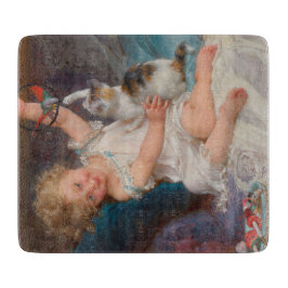 Speeltijd: Meisje speelt met haar dichter Kitten Snijplank