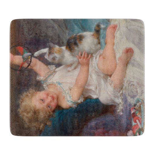 Speeltijd: Meisje speelt met haar dichter Kitten Snijplank (Voorkant)