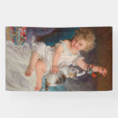 Speeltijd: Meisje speelt met haar dichter Kitten Spandoek (Horizontaal)